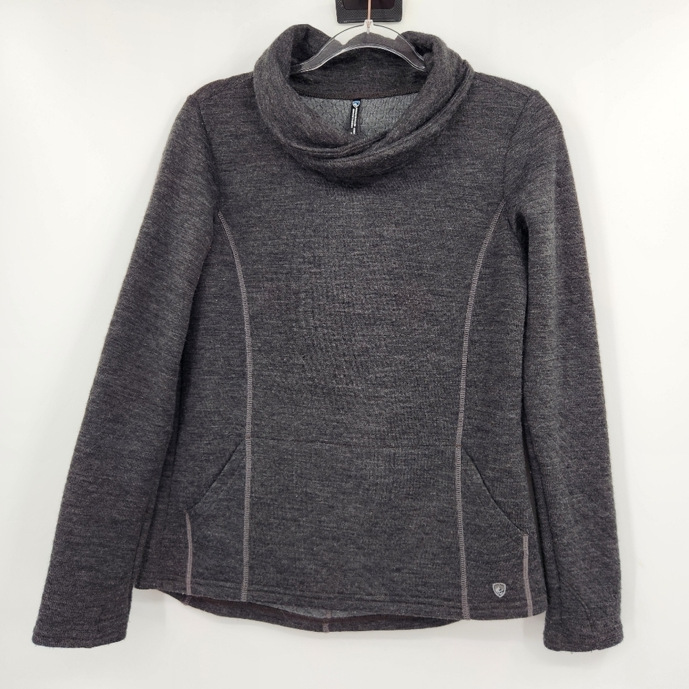 KUHL Athena Pullover Sweatshirt Womens Size Small Gray Pockets Funnel Neck